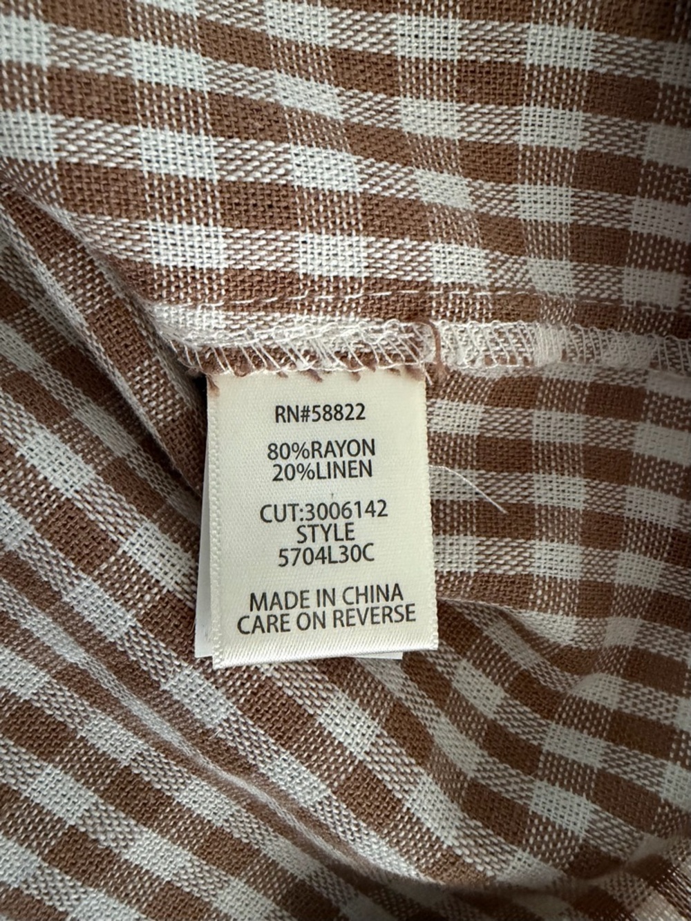 Max Studio London Gingham Linen blend Relaxed Linen Rayon Blouse Top Women’s L - Picture 13 of 15